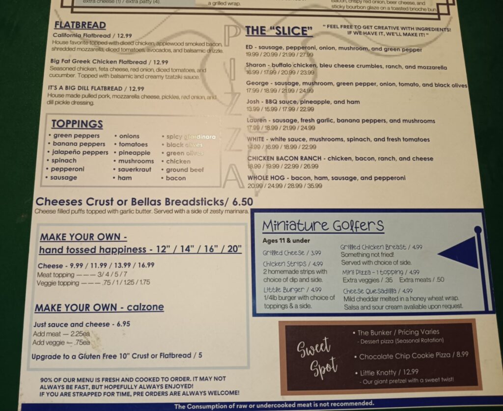 Billy Goat 9 & Dine Menu 4