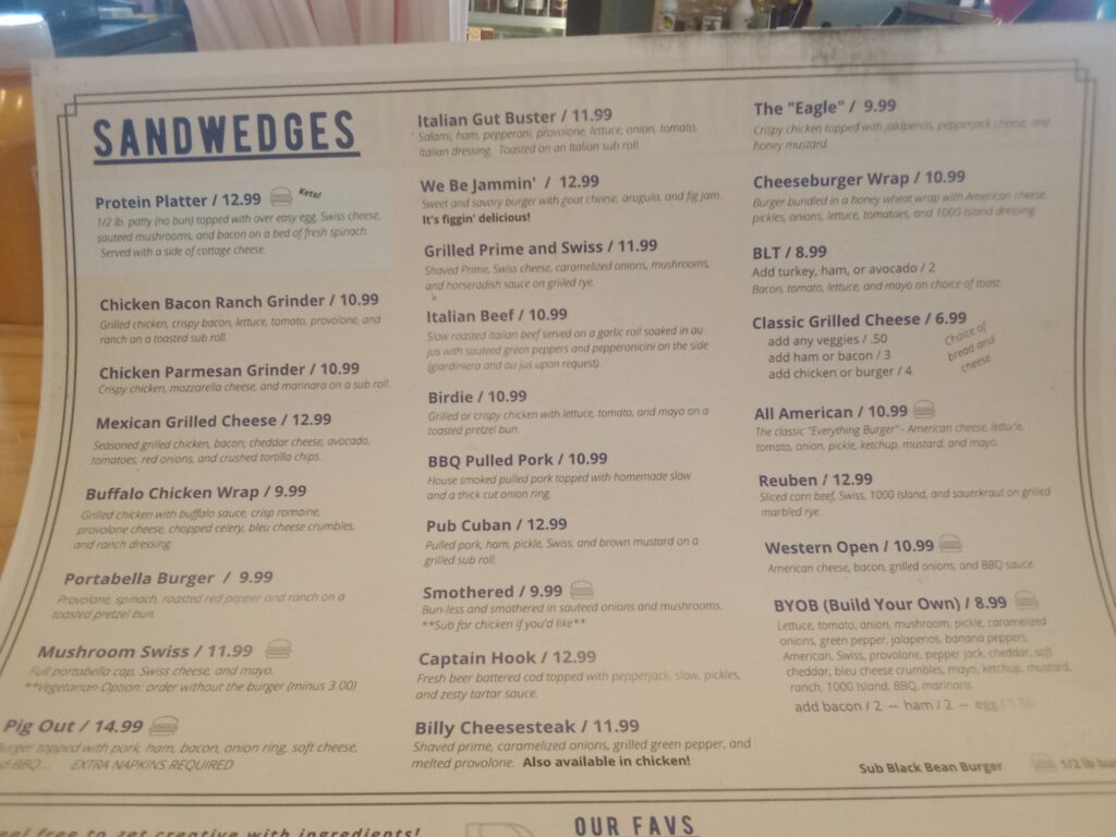 Billy Goat 9 & Dine Menu 6